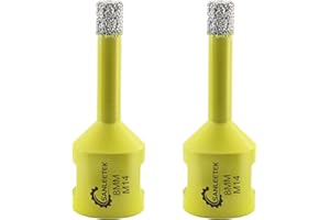 Punte per Trapano Diamantate 8mm - 2pezzi Brasatura Sotto Vuoto Fresa Diamantata per Ceramica Porcellana Marmo Granito M14 Filettatura SANLEETEK