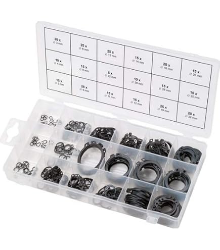 400 Pièces De Circlips Type E En Inox – Assortiment Complet De Tailles Avec Boîte De Rangement Pratique !