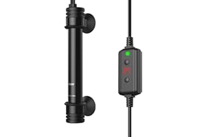 NICREW Riscaldatore Acquario 100 W, Riscaldatore per Acquario Sommergibile con Indicatore di Temperatura per Acquario Fino a 80 L, Termostato Acquario con Ventose