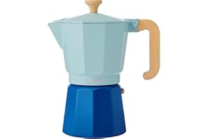 La Cafetière Espresso Pot 6 Cup Sky Blue Colour Two Tone, Made From Aluminium, Compatible With Gas, Electric, Ceramic Hobs, Traditional Italian Espresso Pots, Easy-To-Clean, Handwash Only, 290ml