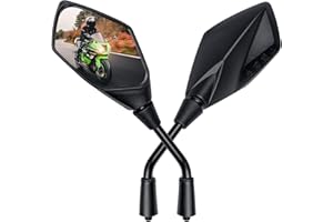 Cretassion Lusterko motocyklowe E13 zatwierdzone, motocyklowe lusterko wsteczne 360 obrotowe, lusterko motocyklowe M10 kompatybilne z ATV, skuter, skuter, motorower, dirt, quad, 2 szt