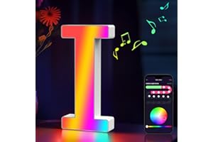 MeRGBW-Home LED Buchstaben Lichter Alphabet RGB Farblich, Led Leuchtbuchstabe mit USB-Netzteil, APP-Kontrolle, Dimmbar, Dekoration für Geburtstag Weihnachten Hochzeit Party Valentinstag - Buchstaben I