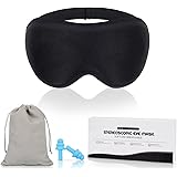 Yastouay Blackout Eye Mask, 3D Contoured Cup Blindfold Sleep Mask Black Skin-Friendly Eye Shade Cover Adjustable Strap Sleepi