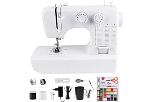 JAOGAUS Mini Macchina da Cucireo Portatile, Bambina Macchina per Cucire Elettrica, 45 Punti, Doppio Ago e Doppia Velocità con Luce LED, Adatta per Denim/Tessuti Trasparenti/da Casa