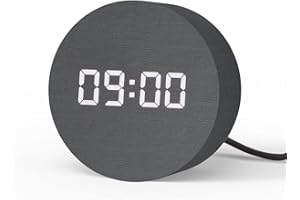 aboveClock Réveil Numerique, Réveil Matin, Horloge Numérique avec 3 Alarmes & Snooze, Contrôle Sonique Écran LED, Alimenté par USB, Reveil Bois pour Bureau de Chambre