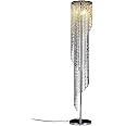 Surpars House Sparkling Elegant Raindrop Crystal Floor Lamp,Silver