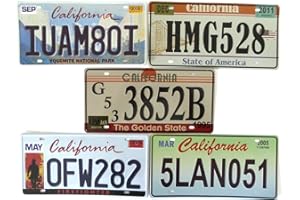 OPO 10 - Set di 5 targhe in Metallo per Auto USA - repliche di Vere targhe Americane California