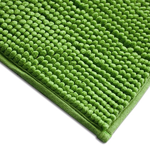 Chenille Badematte Coral | moderner Microfaser Badvorleger in Trendfarben | ÖKO TEX Standard 100 | Komfortgröße 50×80 cm für Badezimmer | Hellgrün - 3