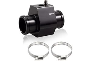 LEONTOOL Aluminum Water Temperature Joint Pipe Connector 30mm 1-3/16" Radiator Hose Sensor Gauge Adapter with 2 Hose Clamps Water Temp Meter Gauge Joint Pipe Temperature Sensor Adapter