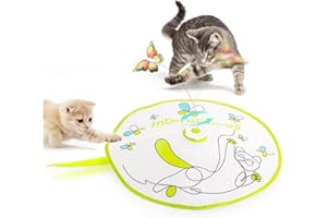 ALL FOR PAWS Jouet papillon Hide-n-Seek rechargeable 2 en 1 pour chat – Rotation à 360 degrés – Baguette interactive pour chat d'intérieur – Plume mobile pour plusieurs chats