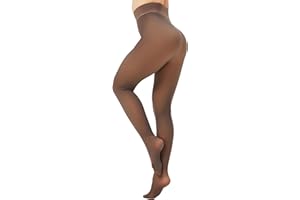 DUCMODA Collants thermiques doublés en polaire pour femme, faux collants d'hiver translucides, couture unique, taille haute, extensible, transparent, épais