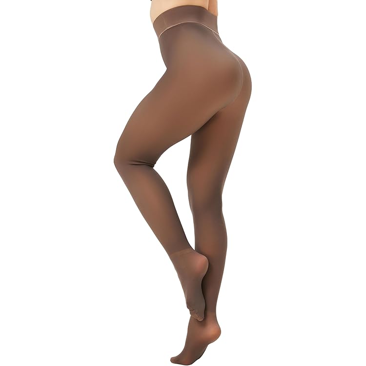 Arkim Superzachte Winterpanty Voor Dames, Glanzende Zwarte Thermische Panty Gevoerd, 1 Naadlijn In Het Kruis, Nep Transparante Panty Fleece Thermische