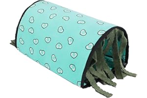 kowaku Guinea Pig Tunnel Hamster Tunnel Bedding Warm Habitats Small Animal Hideout Tubes Ferret Toys for Hedgehogs Guinea Pig, Blue Heart