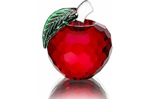 H&D Hyaline&Dora Crystal Apple Paperweight,Art Glass Fruit Collectible Figurines,Gifts for Home Christmas Decor Ornament,Red Apple 40mm