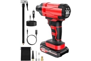 E-SMARTER Cordless Tyre Inflator Air Compressor, 6000mAh Car Tyre Inflator 12V with Dual Power Supply, Cordless Tyre Inflator Rechargeable Battery with Auto Shut-Off, Car Pumps for Tyres, Bikes