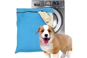 WUDONG Borsa per la biancheria per animali domestici, con filtri blu, per lavare i peli di animali domestici, con cerniera YKK, per biancheria da letto per animali domestici, coperte, asciugamani (blu,
