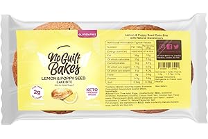 No Guilt Bakes Keto Cake Bites - Lemon & Poppy Seed (6 Packets) | Gluten-Free, Sugar-Free | Classic Dessert Reimagined for the Keto Diet