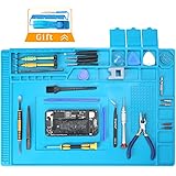 Soldering Mat Anti-Static Magnetic Mat 500℃ Heat-Resistant Silicone Work Mat Multi-Purpose Electronics Repair Pad with Ruler