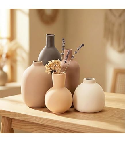 SHJOEE Set Van 3 Keramische Vaas Witte Keramische Vazen Vaas Woondecoratie Bloemen Vaas Voor Pampas Bloemenvazen voor Home Decor Tafel Centerpieces, Klassieke Decoratieve Bloemen Vaas Voor Pampas Gras