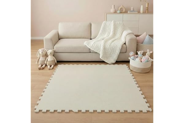 LittleTom 9 Pièces Tapis de Sol Bébé dès Le Premier Mois - 30x30 cm Dalles en Mousse EVA - Surface de Jeu Douce pour l'Éveil - Carrés Puzzle Antidérapants - Revêtement pour la Chambre des Petits