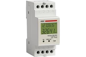 VEMER VE044400 ENERGY-230 D22 - Contatore Energia Elettrica per Sistemi Monofase, Corrente Massima Misurabile 22,5 A, Display LCD, Installazione su Barra DIN, Bianco