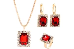 FDEETY Jewellery Set Fashion Necklace Earrings Ring Set Wedding Bridesmaid Gift Jewellery Sets for Women and Girls