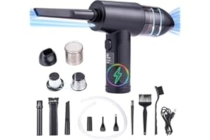 TOPWAY 2-in-1 Compressed Air Duster & Vacuum Cleaner, 6000mAh Rechargeable Cordless Air Dust Cleaner Blower 51000RPM, 3 Speeds, for PC Keyboard Electronics Car Pet Hair Household Cleaning