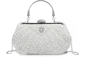 LUI SUI Damen Perle Perlen Clutch Geldbörsen Vintage Kristall Braut Abendtasche für Hochzeit Cocktail Party Prom