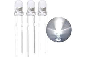 LEDWEKEI (White 60 degree) 120 Pieces 3mm high brightness LED Clear LED Light Emitting Diodes Bulb LED Lamp, 3mm Round head band Edge