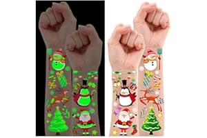 Leesgel Tatuaggi per Bambini, 120 Stili Luminosa Stickers Bambini Tatuaggi Temporanei per Regali Natale 2023, Decorazioni Natalizie Pacchi Regalo Luminosi Gadegt Natale Riempitivo per Calze di Natale