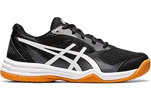 ASICS Kids' Upcourt Volleyball Shoes, Black/White, 5.5 Big Kid