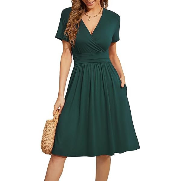 Minibee Women's Ruffle Oversize Casual Midi Dresses with Pockets, Navy Blue, Small : Buy Online at Best Price in KSA