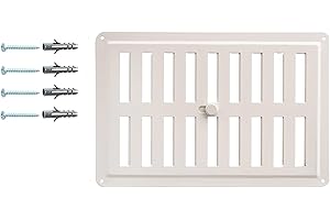 DEMLOU Griglia di Ventilazione Rettangolare in Metallo Bianco RAL 9016 – 23 x 15 cm – Acciaio Zincato – Regolabile Apertura-Chiusura – Diffusore di Calore per Parete e Soffitto con Finitura a Polvere.