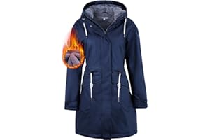 rhythm of the rain Regenjacke Damen mit Warm gefüttert Winterjacke Damen wasserdicht PU Regenmantel Friesennerz übergangsjacke mit Kapuze