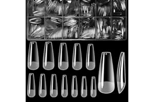 ZEYACHAN Unghie Finte in Gel Ballerina Medie, 504Pz 12 Misure Fullcover Tip Gel Unghie Trasparenti per Ricostruzioni Mani, Tip Unghie Finte Glassato per Saloni di Manicure Professionale, Principiante