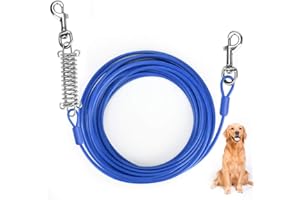 LINGSFIRE Ertisa Hofleine für Hunde 10m Hundeleine Schleppleinen Haustier Hund Krawatte Kabel Lange Stahldraht Doppelköpfe Kauen Beständig Tieout Leine Outdoor Camping Picknick Starke Pet Sicherheit Seil