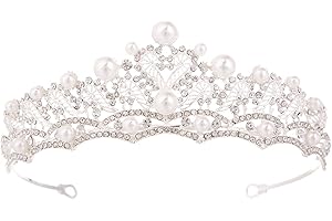 HOSHISEA Diadema da Principessa, Diadema Diadema da Sposa, Diadema da Sposa Corona Nuziale, Corona da Sposa, per Concorsi di Bellezza, Matrimoni, Feste (Argento)
