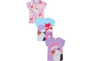 Squishmallows Girls 3 Pack Kids T-Shirts Childrens Multipack Tshirt