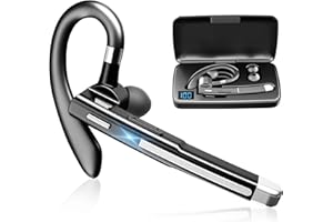 GOSCIEN Casque Bluetooth, 64 Heures de Conversation en HD CVC8.0 Bluetooth Casque Mains Libres avec Effacement du Bruit à Double Microphone avec LED Boîtier de Charge pour Conduite/Travail/Bureau
