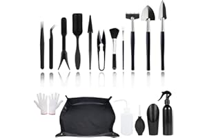 QITIXI:OU Gartenwerkzeug Set - 16 Stück Umtopfmatte, Pflanzmatte, Mini Pflanzen Werkzeug Set mit Faltbarer Gartenmatte Pflanzmatte Sukkulenten-Werkzeuge Bonsai Werkzeug Set für Innenbereich Außenbereich