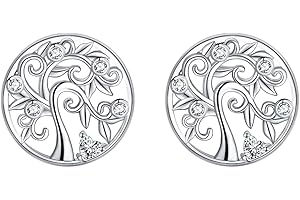 Yinsen Boucles D'oreilles Arbre de Vie en Femme Argent 925 avec Zircon 3A, Bijou Cadeau de Saint-Valentin Anniversaire pour Femmes