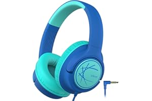 iClever Kopfhörer Kinder, Kinderkopfhörer mit Kabel 85dBA Sichere Lautstärke, Stereo Sound, Over Ear Faltbare 3.5 mm Jack Kinder Kopfhörer für iPad, Tablets, Schule, Reisen, Blau