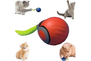 SRCASY Speedy Tail Cat Toy,Speedy Tail 2.0,USB Rechargeable Smart Cat Toy Ball,Automatic Moving Cat Toy Ball with Tail,Three Mode Switching interactive cat ball, for Indoor/Outdoor Cats Toy (Orange,1PCS)