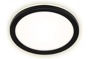 Briloner Leuchten – lampa zewnętrzna LED, lampa ścienna zewnętrzna z efektem podświetlenia, lampa sufitowa zewnętrzna, lampa łazienkowa 8 W, 1200 lumenów, 4000 K, biała/czarna, okrągła, Ø 21 cm