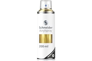 Schneider Paint-It 030 Supreme DIY Acryllack (hochdeckende Sprühfarbe, UV-beständig, 200 ml (1er Pack), Acrylspray für fast alle Untergründe) gold metallic
