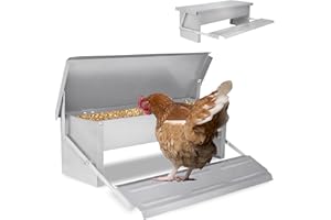 ORHEYA Mangeoire automatique pour poules - 5 kg - En acier galvanisé - Avec pieds et couverture - Étanche et résistant aux rats