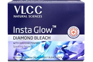 VLCC Insta Glow Diamond Bleach With Diamond (Ash) för gnistrande älvor innehåller också en blekande kräm och efterblekningspaket 60 gram VLCC