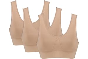 Genie Bra 3-Pack Seamless Sports Bra Wirefree Yoga Bra with Removable Pads for Women S-5XL