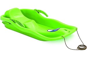 PROSPERPLAST Luge Verte en Plastique avec Corde et Freins de Direction