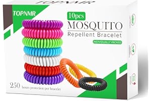 TOPNMR Mosquito Repellent Bracelet Pack of 10 | Deet-Free Insect Bands & Citronella Wristbands for Adults & Kids | Anti Mosquito, Bug Repellent, 250 Hours Protection